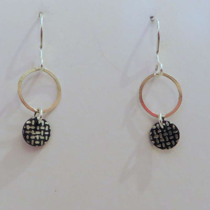 Round droplet earrings - black/silver