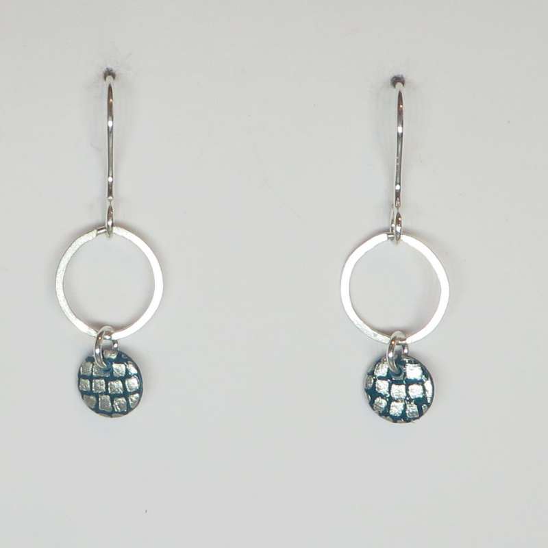 Round droplet earrings - silver/blue