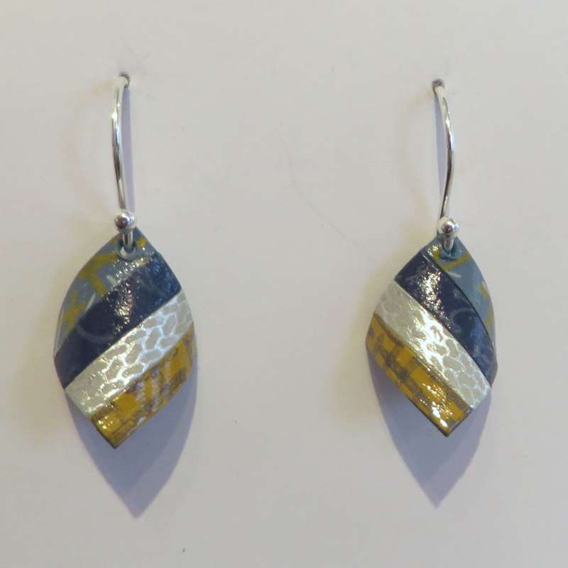 Handkerchief earrings - silver/gold/blue