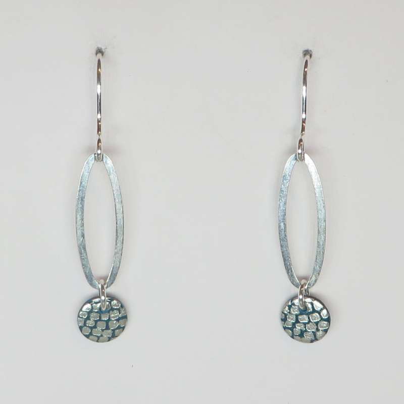 Oval droplet earrings - silver/blue