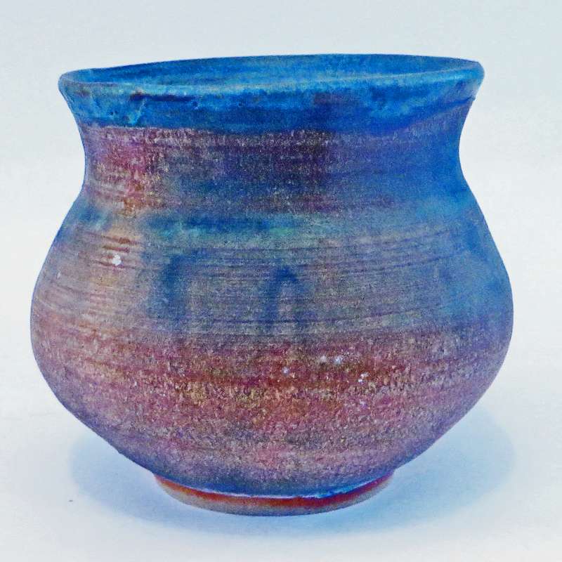 Small Brown Vase with Blue Interior