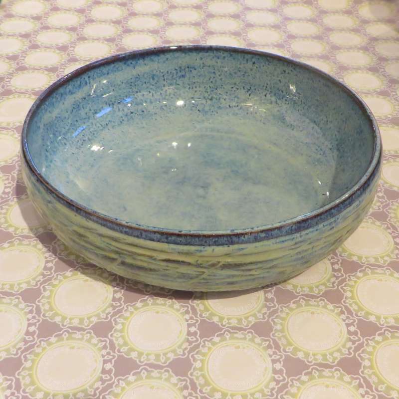 Large Shallow Blue and Green Bowl