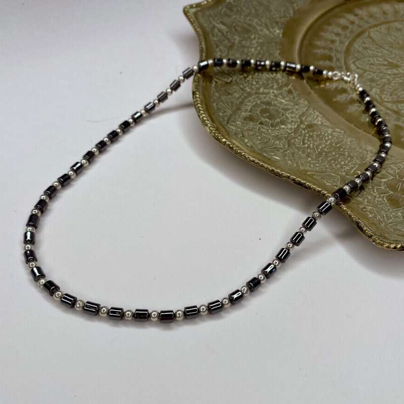 Haematite and Silver Plated Pyrite Necklace