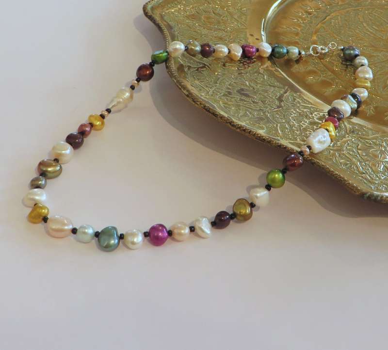 Multi Coloured Cultured Pearl Necklace