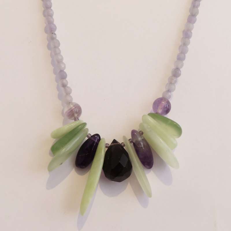 Amethyst and jade necklace