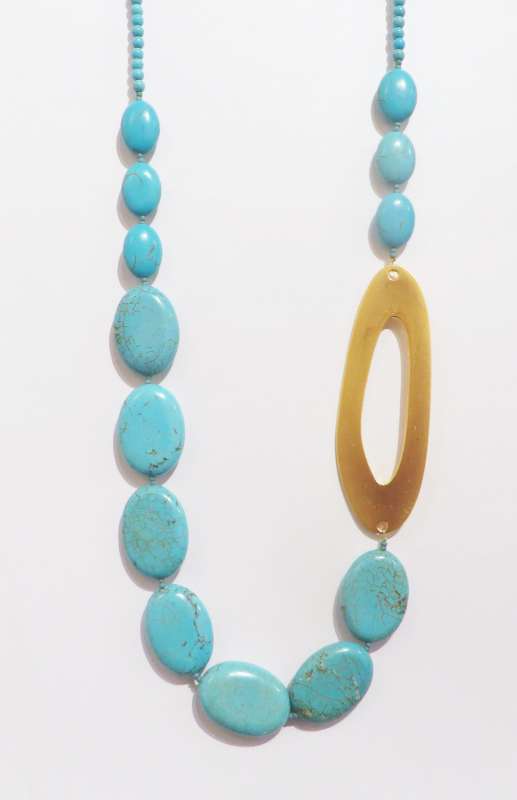 Turquoise Oval Gold Necklace