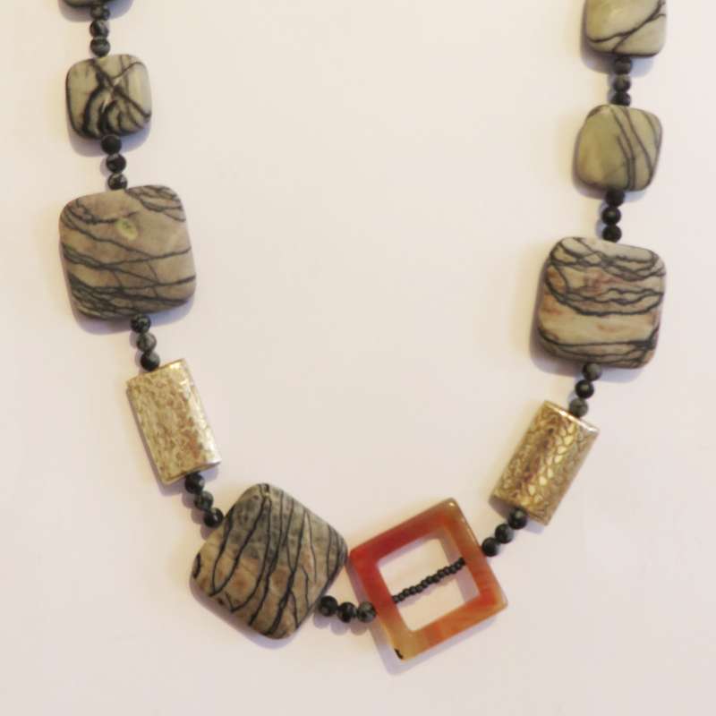 Grey Picasso stone necklace