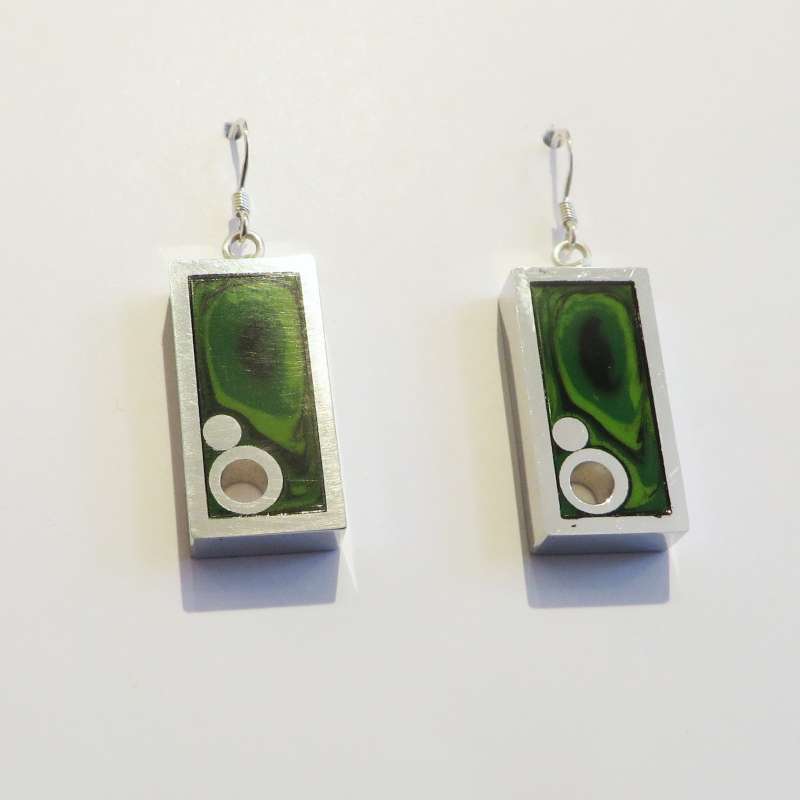 Rectangular Kiwi Earrings