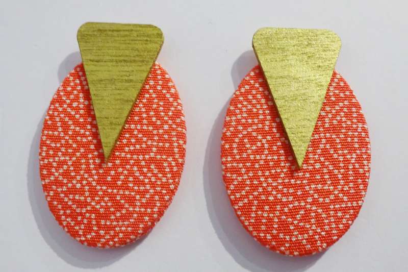 Orange Ellipse Earrings