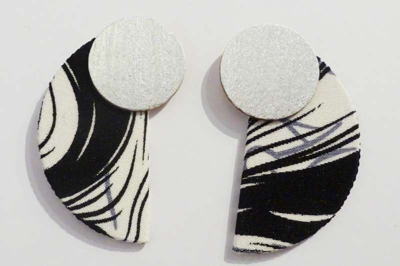 Black and White Half Moon Earrings