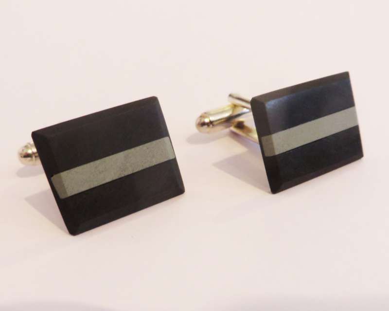 Black slate inlaid with green tablet cufflinks